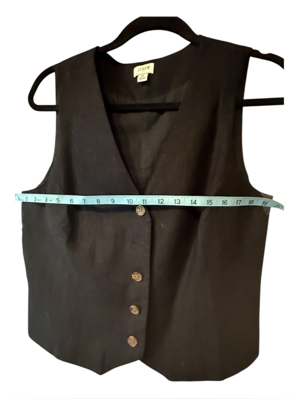 J. CREW Black Button Front V-Neck Vest, size 10 - Picture 6 of 7